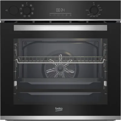 Beko Einbau-Backofen BBIS13300X | 60 cm | 72 l | 8 Heizarten | SteamAid | Teleskopauszug | Edelstahl Schwarz