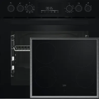 Beko Einbau-Herd-Set BBUM17341BE | Elektro-Backofen | 72 l Garraum | Energieeffizienzklasse A+ | Edelstahl