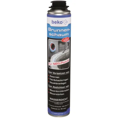 beko Brunnenschaum 750ml 280750P | 1K-PU-Pistolen-Schaum | wasserdicht bis 8m | schnellhärtend | hohe Ausbeute | blau
