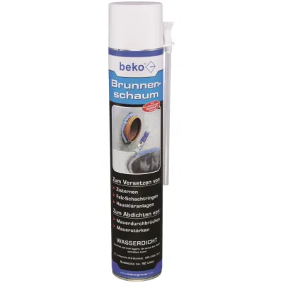 beko Brunnenschaum 280750 | 1K Montageschaum Polyurethan 750ml | wasserdicht bis 8m | hohe Ausbeute | frostbeständig
