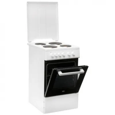 Beko Standherd FSS56000GW | Elektroherd 50cm | 4 Kochplatten | 60L Backofen | Energieklasse A | Weiß