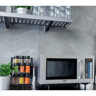 BEKO Mikrowelle PRO25IXBP Gewerbe Edelstahl | 25 Liter | 1000 Watt | elektronische Steuerung | ohne Drehteller