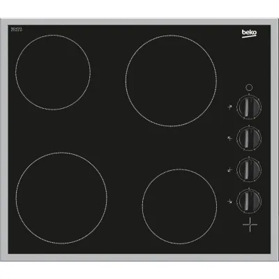 Beko Einbau-Kochfeld HIC 64100 X | Glaskeramik 60 cm | 4 Kochzonen | 6 Leistungsstufen | Restwärmeanzeige | Schwarz