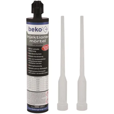 BEKO Injektionsmörtel-Set 270285 | 300ml | styrolfrei | 2-Komponenten | inkl. 2 Zwangsmischer | Schwerlast-Befestigung