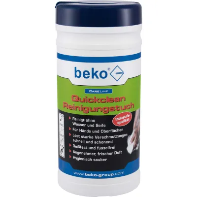 beko CareLine Quickclean Reinigungstücher | 100 Stück | fusselfrei | 20x25 cm | Limonenduft
