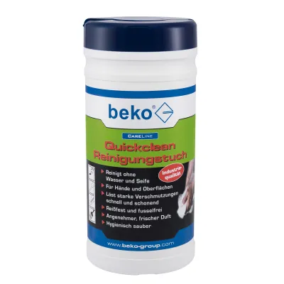 beko CareLine Quickclean Reinigungstücher | 100 Stück | fusselfrei | 20x25 cm | Limonenduft