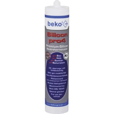 beko Silikon-Dichtstoff pro4 Universal 22403 | Bausilicon | 310 ml Kartusche | fungizid | UV-beständig | Lichtgrau