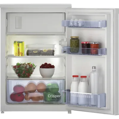 BEKO Tischkühlschrank TSE1286N | 114l | mit Gefrierfach | 54x84x59 cm | LED | leise 35 dB | Energieeffizienz D | Weiß