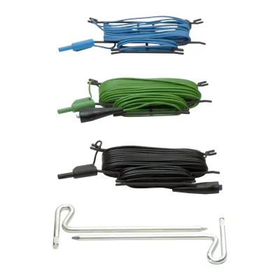 BENNING Erdungsset 044113 | 5-teilig für Dreileiter-Messmethode | 2 Erdspieße | 3 Prüfleitungen (2×20m, 1×4,5m)