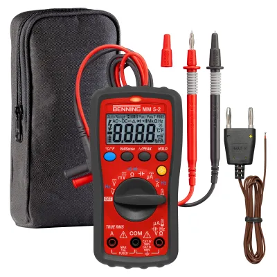 BENNING MM 5-2 Digital-Multimeter | True RMS | 600V | 10A | Temperatur bis 400°C | CAT IV | Rot-Schwarz