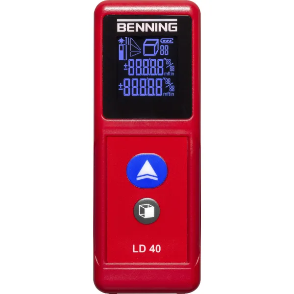 BENNING Laser-Entfernungsmesser LD 40 050500 | 40m Reichweite | Klasse 2 | 3mm Genauigkeit | Rot | IP54 | kompakt