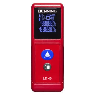 BENNING Laser-Entfernungsmesser LD 40 050500 | 40m Reichweite | Klasse 2 | 3mm Genauigkeit | Rot | IP54 | kompakt