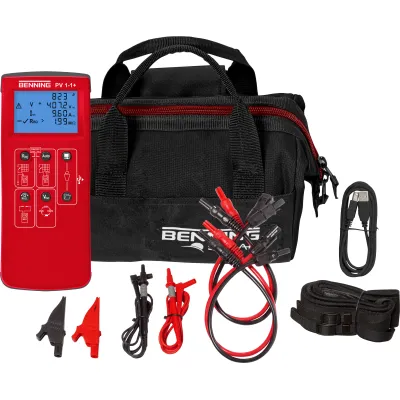 BENNING PV-Installationstester PV 1-1+ | Photovoltaik Tester | Isolationsmessung | Kurzschlussstrom | USB | inkl. Tasche