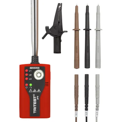 BENNING TRITEST pro Drehfeldrichtungsanzeiger | 400–500V AC | LED-Anzeige | CAT III 300V | Magnethalter