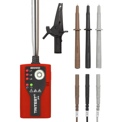 BENNING TRITEST pro Drehfeldrichtungsanzeiger | 400–500V AC | LED-Anzeige | CAT III 300V | Magnethalter