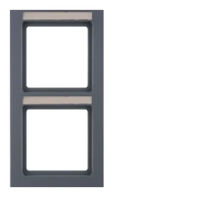 Berker Rahmen 2-fach senkrecht 10526086 | Abdeckrahmen mit Beschriftungsfeld | Q.3 anthrazit matt | Kunststoff