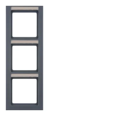 Berker Rahmen 3-fach 10536086 | Q.3 | Einbaurahmen mit Beschriftungsfeld | vertikal | Kunststoff | anthrazit matt