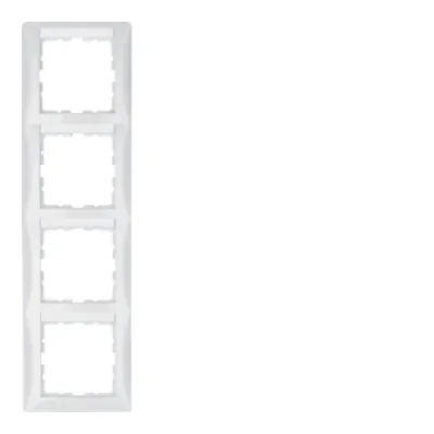 Berker Rahmen 4-fach senkrecht mit Beschriftungsfeld 10148919 | Unterputz | Kunststoff Duroplast | polarweiß glänzend