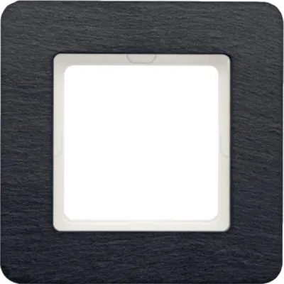 Berker Rahmen 1-fach Q.7 10116030 | Abdeckrahmen Unterputz | Schiefer Stein | 95,2x95,2 mm | halogenfrei | schwarz