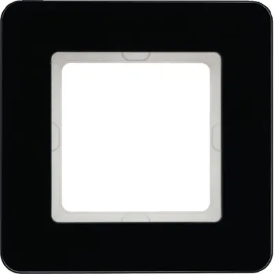 Berker Rahmen 1fach Q.7 10116076 | Abdeckrahmen Unterputz | Glas schwarz | 95,2x95,2 mm | glänzend | halogenfrei