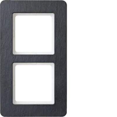 Berker Rahmen 2fach Q.7 10126030 | Abdeckrahmen Schiefer | Unterputz | Stein/Kunststoff | anthrazit | IP20 | 166x95 mm