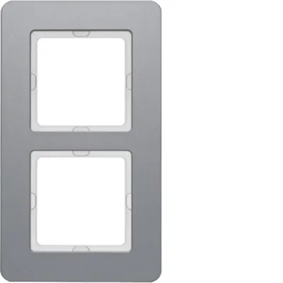 Berker Rahmen 2-fach Q.7 10126074 | Abdeckrahmen Aluminium matt | Unterputz | senkrecht/waagerecht | 166,2x95,2 mm