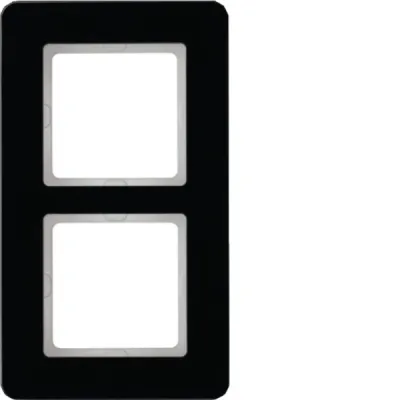 Berker Rahmen 2fach 10126076 Q.7 | Glas Abdeckrahmen Unterputz | horizontal & vertikal | schwarz glänzend | 166,2x95,2mm