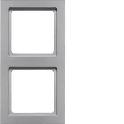 Berker Rahmen 2-fach Q.3 10126094 | Abdeckrahmen Unterputz | Duroplast Kunststoff matt | Aluminium lackiert | IP20