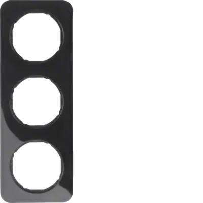 Berker Rahmen 3-fach R.1 10132145 | Abdeckrahmen Unterputz | Thermoplast glänzend schwarz RAL 9005
