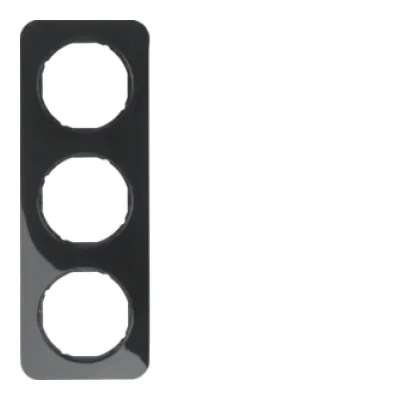 Berker Rahmen 3-fach R.1 10132145 | Abdeckrahmen Unterputz | Thermoplast glänzend schwarz RAL 9005