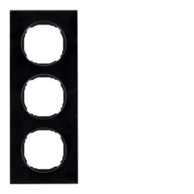 Berker Rahmen 3-fach flach R.8 10132616 | Abdeckrahmen Glas schwarz | glänzend | 232x90 mm | Unterputz | IP20