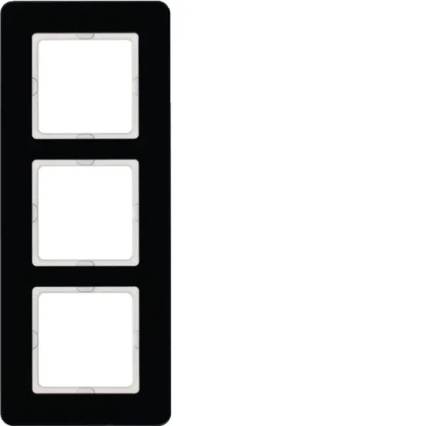 Berker 10136076 Rahmen 3fach Q.7, Glas schwarz
