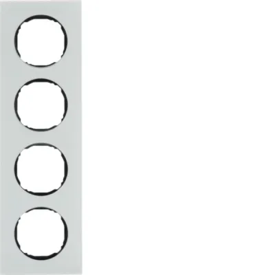 BERKER 10142609 Rahmen 4fach, flach, R.8, Glas polarweiß