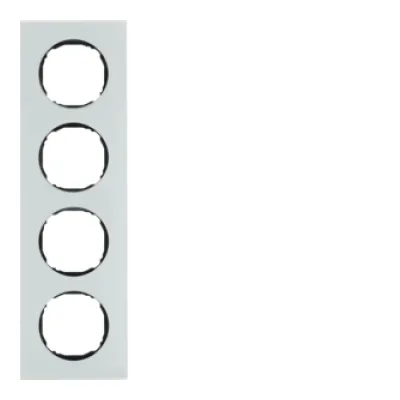BERKER 10142609 Rahmen 4fach, flach, R.8, Glas polarweiß