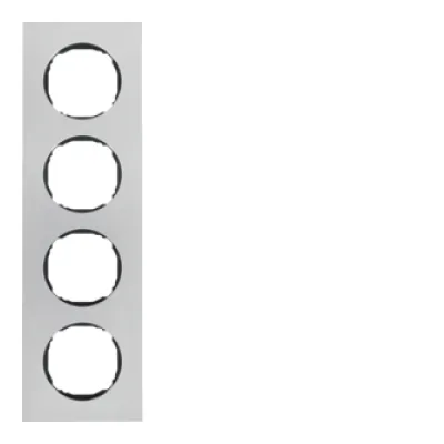 BERKER 10142614 Rahmen 4fach, flach, R.8, Edelstahl
