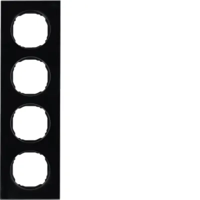 BERKER 10142616 Rahmen 4fach, flach, R.8, Glas schwarz