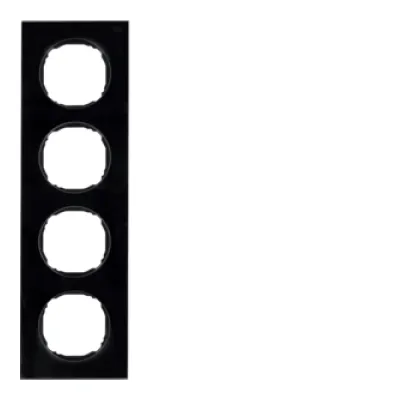 BERKER 10142616 Rahmen 4fach, flach, R.8, Glas schwarz