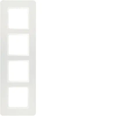 Berker Rahmen 4fach Q.7 10146189 | Abdeckrahmen Unterputz | Kunststoff Thermoplast | matt | polarweiß samt | RAL 9010