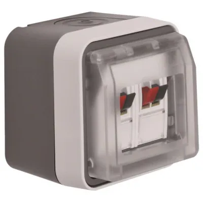 Berker Stereo-Lautsprecher-Anschlussdose 11963515 | Aufputz | IP55 | Klappdeckel | Staubschutz | grau