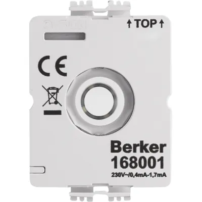 Berker LED-Modul Drehschalter 168001 | 230V | ohne Neutralleiter | LED weiß | 0,4mA | Modul-Einsatz