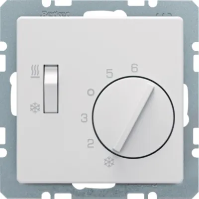 Berker Temperaturregler Wechsler 20296089 | Raumthermostat 230V AC | Unterputz | IP20 | 5–30°C | Drehknopf | weiß