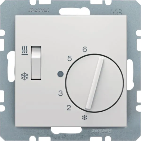 Berker Temperaturregler 20298989 | Raumthermostat Unterputz 230V AC | Wechsler | Drehknopf | IP20 | 5–30 °C | polarweiß