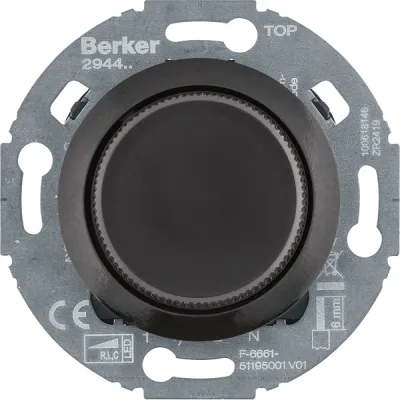 Berker Universal-Drehdimmer 294411 | Serie 1930/Glas | LED geeignet | 20-420W | Unterputz | schwarz glänzend