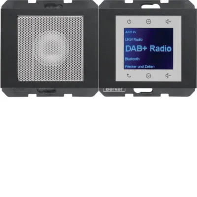 Berker Radio Touch 29807006 | DAB+ UKW RDS Radio | Funkuhr | 1 Weckzeit | 16 Senderspeicher | anthrazit matt