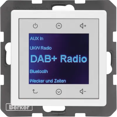 Berker Radio Unterputz DAB+ UKW 29846089 | Funkuhr | RDS | 16 Sender | Touch-Bedienung | matt weiß | Q.x Serie