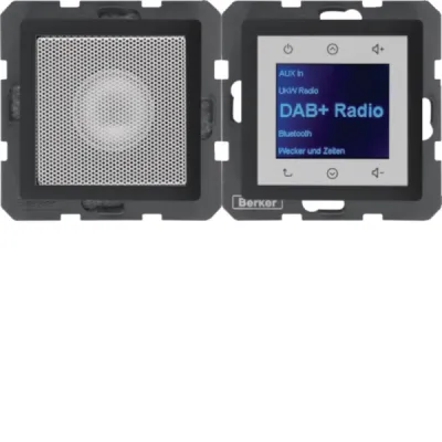 Berker Radio Unterputz 30806086 | DAB+ UKW RDS Funkuhr | Bluetooth | Touch-Bedienung | anthrazit