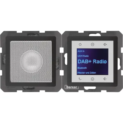 Berker Radio Unterputz 30806086 | DAB+ UKW RDS Funkuhr | Bluetooth | Touch-Bedienung | anthrazit