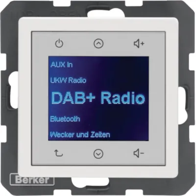 BERKER Radio Touch UP 30846089 | DAB+ | Bluetooth | Unterputzradio | Q.x Serie | polarweiß samt
