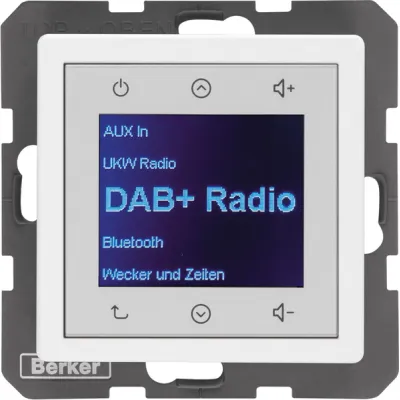 BERKER Radio Touch UP 30846089 | DAB+ | Bluetooth | Unterputzradio | Q.x Serie | polarweiß samt