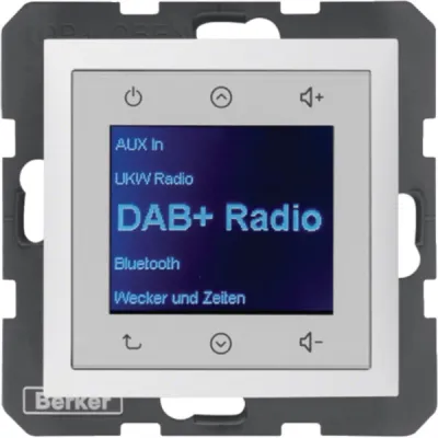Berker Radio Unterputz 30849909 | DAB+ | Bluetooth | Funkuhr | RDS | 16 Senderspeicher | Basiselement | polarweiß matt